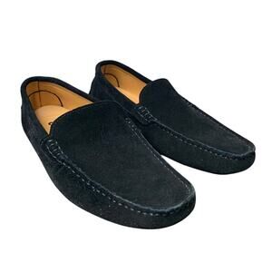 Go Tour Mens Size 7.5 Black Faux Suede Slide On Casual Loafer Driving Shoes